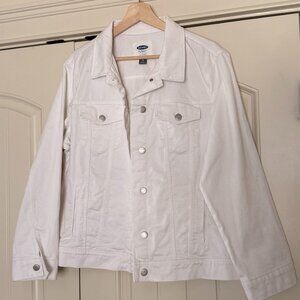 OLD NAVY Classic White Denim Jean Jacket, Size XL